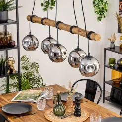 hofstein Ripoll Suspension, Boule lumineuse, Suspension Écru, Noir, 5 lumières