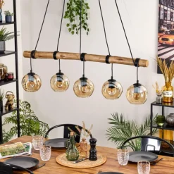 Style Boho-Chic-hofstein Ripoll Suspension, Boule lumineuse, Suspension Écru, Noir, 5 lumières