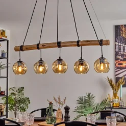 Style Boho-Chic-hofstein Ripoll Suspension, Boule lumineuse, Suspension Écru, Noir, 5 lumières