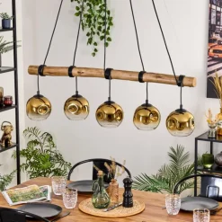 Lampes Dorées-hofstein Ripoll Suspension, Boule lumineuse, Suspension Or, Clair, 5 lumières