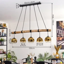 Lampes Dorées-hofstein Ripoll Suspension, Boule lumineuse, Suspension Or, Clair, 5 lumières