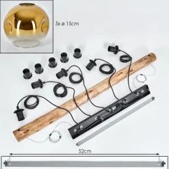 Lampes Dorées-hofstein Ripoll Suspension, Boule lumineuse, Suspension Or, Clair, 5 lumières