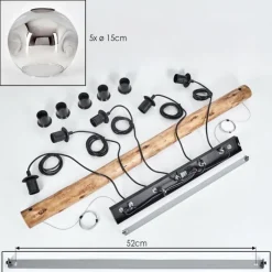 hofstein Ripoll Suspension, Boule lumineuse, Suspension Chrome, Fumé, 5 lumières