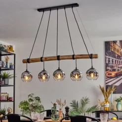 hofstein Ripoll Suspension, Boule lumineuse, Suspension Chrome, Fumé, 5 lumières