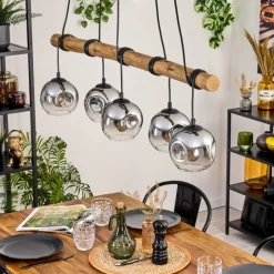 hofstein Ripoll Suspension, Boule lumineuse, Suspension Chrome, Fumé, 5 lumières