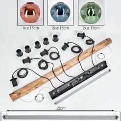 hofstein Ripoll Suspension, Boule lumineuse, Suspension Bleu, Vert, Cuivré, 5 lumières