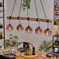 hofstein Ripoll Suspension, Boule lumineuse, Suspension Écru, Noir, 5 lumières