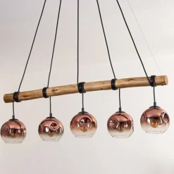hofstein Ripoll Suspension, Boule lumineuse, Suspension Écru, Noir, 5 lumières