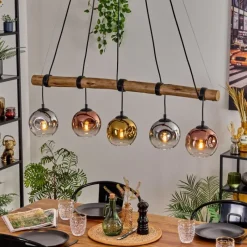 Lampes Dorées-hofstein Ripoll Suspension, Boule lumineuse, Suspension Écru, Noir, 5 lumières