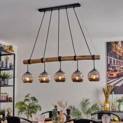 hofstein Ripoll Suspension, Boule lumineuse, Suspension Écru, Noir, 5 lumières