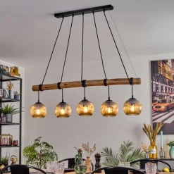 hofstein Ripoll Suspension, Boule lumineuse, Suspension Écru, Noir, 5 lumières