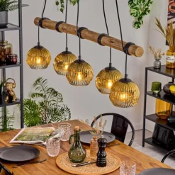 Lampes Dorées-hofstein Ripoll Suspension, Boule lumineuse, Suspension Écru, Noir, 5 lumières