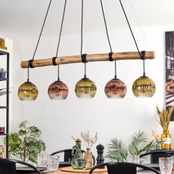 Lampes Dorées-hofstein Ripoll Suspension, Boule lumineuse, Suspension Écru, Noir, 5 lumières