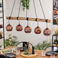 hofstein Ripoll Suspension, Boule lumineuse, Suspension Écru, Noir, 5 lumières