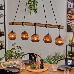 hofstein Ripoll Suspension, Boule lumineuse, Suspension Écru, Noir, 5 lumières