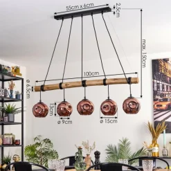 hofstein Ripoll Suspension, Boule lumineuse, Suspension Écru, Noir, 5 lumières