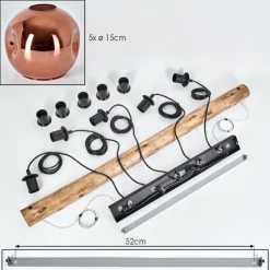 hofstein Ripoll Suspension, Boule lumineuse, Suspension Écru, Noir, 5 lumières