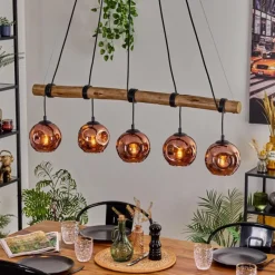 hofstein Ripoll Suspension, Boule lumineuse, Suspension Écru, Noir, 5 lumières