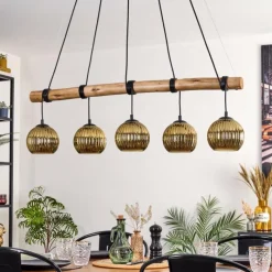 Lampes Dorées-hofstein Ripoll Suspension, Boule lumineuse, Suspension Écru, Noir, 5 lumières