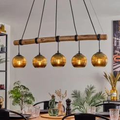 Lampes Dorées-hofstein Ripoll Suspension, Boule lumineuse, Suspension Écru, Noir, 5 lumières