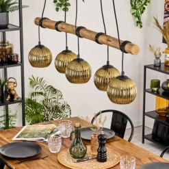 Lampes Dorées-hofstein Ripoll Suspension, Boule lumineuse, Suspension Écru, Noir, 5 lumières