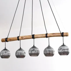 Suspension Verre Fumé-hofstein Ripoll Suspension, Boule lumineuse, Suspension Écru, Noir, 5 lumières