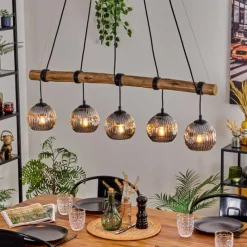 Suspension Verre Fumé-hofstein Ripoll Suspension, Boule lumineuse, Suspension Écru, Noir, 5 lumières