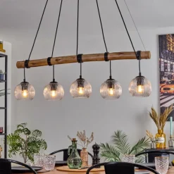 hofstein Ripoll Suspension, Boule lumineuse, Suspension Écru, Noir, 5 lumières