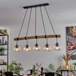 hofstein Ripoll Suspension, Boule lumineuse, Suspension Écru, Noir, 5 lumières