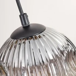 Suspension Verre Fumé-hofstein Ripoll Suspension, Boule lumineuse, Suspension Écru, Noir, 5 lumières