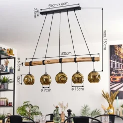 Lampes Dorées-hofstein Ripoll Suspension, Boule lumineuse, Suspension Écru, Noir, 5 lumières