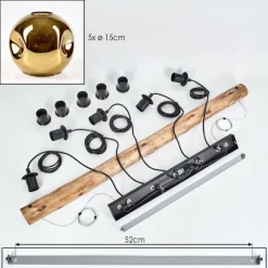 Lampes Dorées-hofstein Ripoll Suspension, Boule lumineuse, Suspension Écru, Noir, 5 lumières