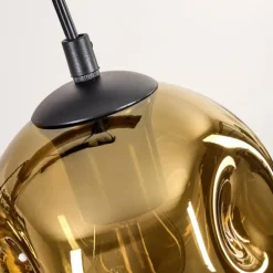 Lampes Dorées-hofstein Ripoll Suspension, Boule lumineuse, Suspension Écru, Noir, 5 lumières