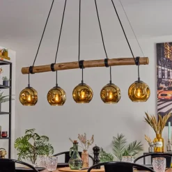 Lampes Dorées-hofstein Ripoll Suspension, Boule lumineuse, Suspension Écru, Noir, 5 lumières