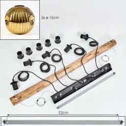 Lampes Dorées-hofstein Ripoll Suspension, Boule lumineuse, Suspension Écru, Noir, 5 lumières