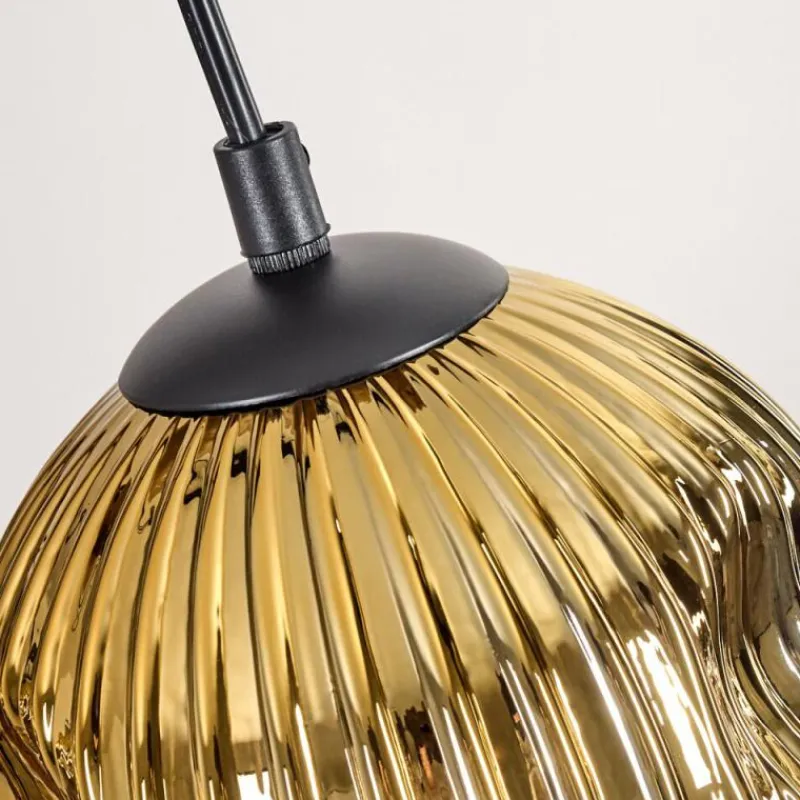 Lampes Dorées-hofstein Ripoll Suspension, Boule lumineuse, Suspension Écru, Noir, 5 lumières