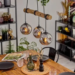 hofstein Ripoll Suspension, Boule lumineuse, Suspension Écru, Noir, 3 lumières