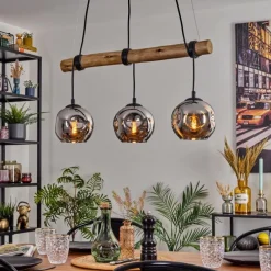 hofstein Ripoll Suspension, Boule lumineuse, Suspension Écru, Noir, 3 lumières