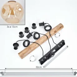 Style Boho-Chic-hofstein Ripoll Suspension, Boule lumineuse, Suspension Écru, Noir, 3 lumières