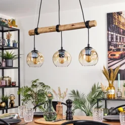 hofstein Ripoll Suspension, Boule lumineuse, Suspension Écru, Noir, 3 lumières