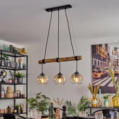 hofstein Ripoll Suspension, Boule lumineuse, Suspension Écru, Noir, 3 lumières