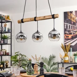 hofstein Ripoll Suspension, Boule lumineuse, Suspension Écru, Noir, 3 lumières