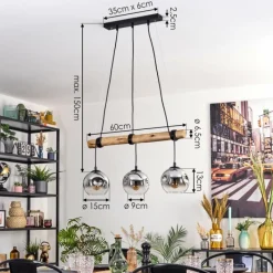 hofstein Ripoll Suspension, Boule lumineuse, Suspension Écru, Noir, 3 lumières