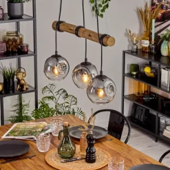 hofstein Ripoll Suspension, Boule lumineuse, Suspension Écru, Noir, 3 lumières