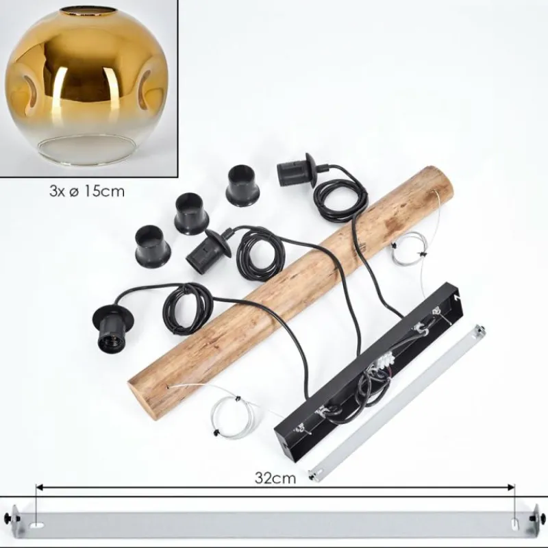 Lampes Dorées-hofstein Ripoll Suspension, Boule lumineuse, Suspension Écru, Noir, 3 lumières