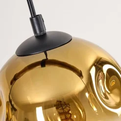 Lampes Dorées-hofstein Ripoll Suspension, Boule lumineuse, Suspension Écru, Noir, 3 lumières