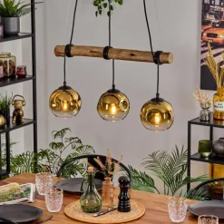 Lampes Dorées-hofstein Ripoll Suspension, Boule lumineuse, Suspension Écru, Noir, 3 lumières