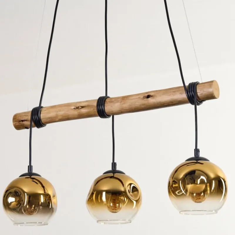 Lampes Dorées-hofstein Ripoll Suspension, Boule lumineuse, Suspension Écru, Noir, 3 lumières