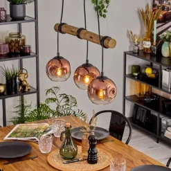 hofstein Ripoll Suspension, Boule lumineuse, Suspension Écru, Noir, 3 lumières