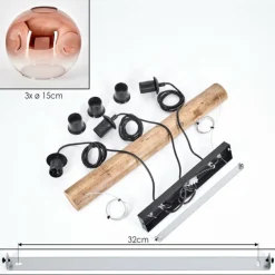 hofstein Ripoll Suspension, Boule lumineuse, Suspension Écru, Noir, 3 lumières